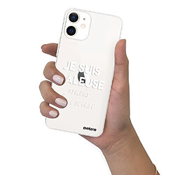 Coque iPhone 12 mini souple transparente Raleuse mais heureuse blanc Motif Ecriture Tendance Evetane pas cher