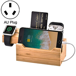 Wewoo Chargeur Base de gestion charge en bambou multi-fonction avec 3 ports USB, pour Apple Watch, AirPods, iPhone, prise AU