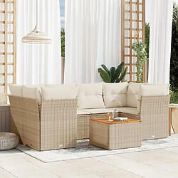 vidaXL Salon de jardin avec coussins 7 pcs beige résine tressée 