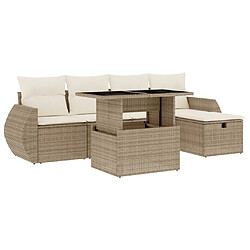 vidaXL Salon de jardin avec coussins 6 pcs beige résine tressée