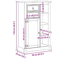 vidaXL Armoire de salle de bain Corona 70x33x110 cm bois de pin massif pas cher