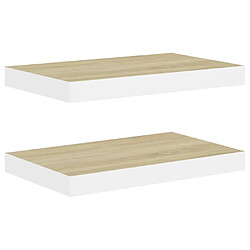 vidaXL Étagères flottantes 2 pcs Chêne et blanc 40x23x3,8 cm MDF