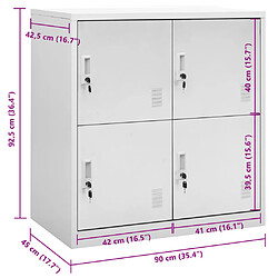 vidaXL Armoire à casiers Gris clair 90x45x92,5 cm Acier pas cher