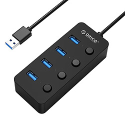 Wewoo HUB USB 4 ports USB 3.0 à conception orientée vers le haut avec commutateurs d'alimentation individuels et voyants 