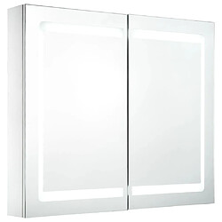 Helloshop26 Armoire de salle de bain à miroir led 80 x 12,2 x 68 cm MDF blanc 02_0006568 