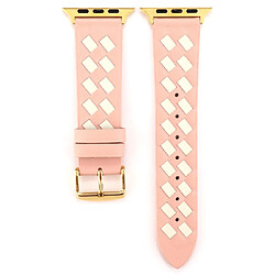 Wewoo Pour Apple Watch séries 5 et 4 Bracelet en cuir véritable - Modèle tissé - 38 mm - 3 et 2 & 1 - 38 mm rose blanc