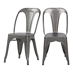 Rendez Vous Deco Chaise Indus gris acier (lot de 2) 