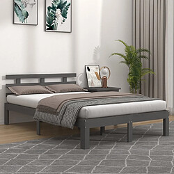 vidaXL Cadre de lit sans matelas gris 135x190 cm 