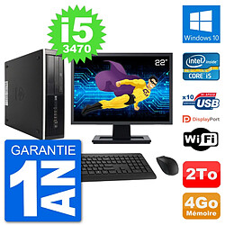 PC HP 8300 SFF Ecran 22" Intel i5-3470 RAM 4Go Disque Dur 2To Windows 10 Wifi - Occasion