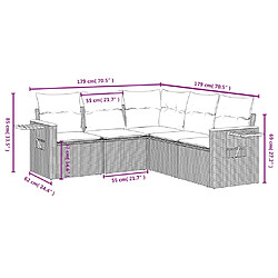 Avis vidaXL Salon de jardin avec coussins 5 pcs beige résine tressée