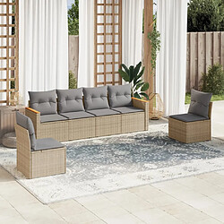 vidaXL Salon de jardin avec coussins 6pcs mélange beige résine tressée 