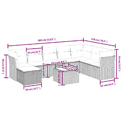 Avis Maison Chic Salon de jardin avec coussins 9 pcs, Ensemble Tables et chaises de jardin, beige résine tressée -GKD865677