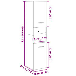 vidaXL Armoire de salle de bain Chêne sonoma 30x30x130 cm Aggloméré pas cher