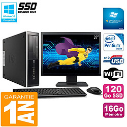 PC HP Compaq Pro 6300 SFF G630 RAM 16Go 120Go SSD Graveur DVD Wifi W7 Ecran 27" · Occasion 