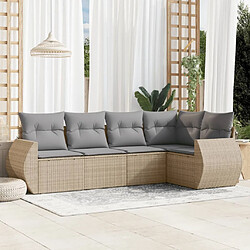 vidaXL Salon de jardin avec coussins 5 pcs beige résine tressée 