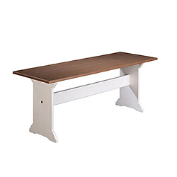 Avis Mes Banc 110x37x45 cm en pin massif blanc et naturel - MAINE