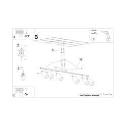 Sollux Spot de Plafond Moderne Barre Blanc 6x GU10 pas cher