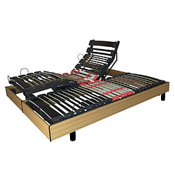 Promo Matelas Sommier électrique Élégance finition bois 2x80x200