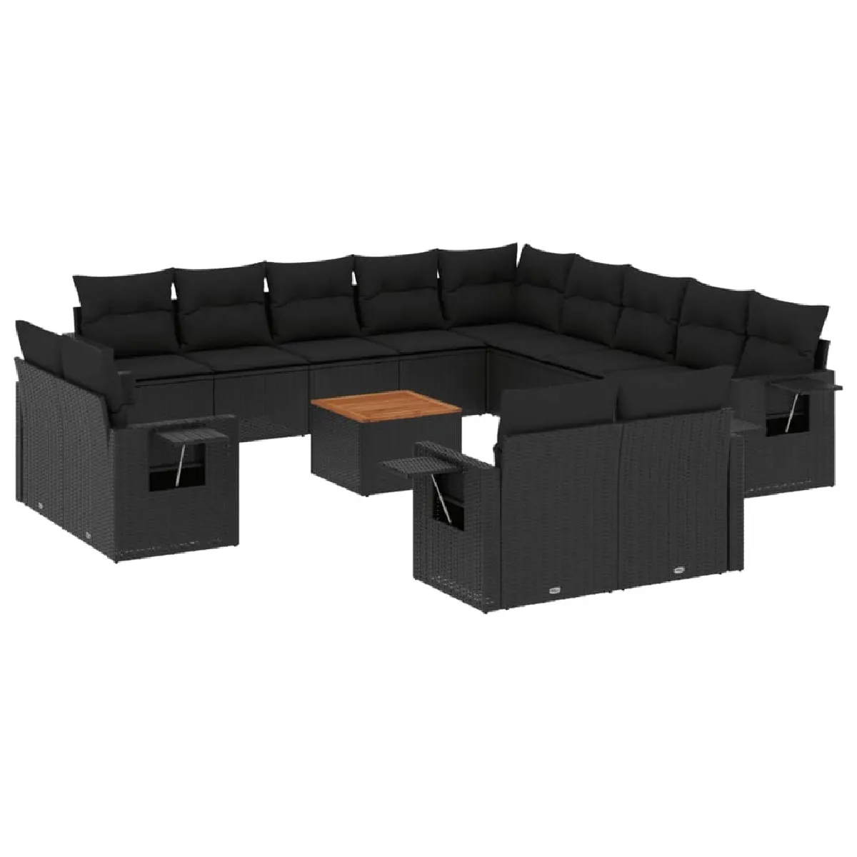 Maison Chic Salon de jardin avec coussins 14 pcs, Ensemble Tables et chaises de jardin, noir résine tressée -GKD331426