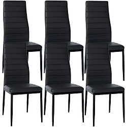 Decoshop26 Lot de 6 chaises de salle à manger design simple en synthétique noir avec couture cadre en métal noir CDS10296 