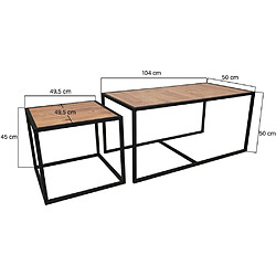 Avis Hanah Home Table basse imitation bois et métal Atlantis (Lot de 2).