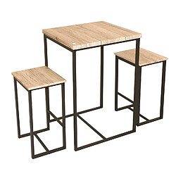 Urban Living Table haute avec 2 tabourets industrielle Dock - Noir