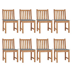 vidaXL Chaises de jardin lot de 8 avec coussins Bois de teck massif