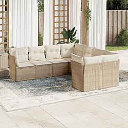 vidaXL Salon de jardin avec coussins 8 pcs beige résine tressée 