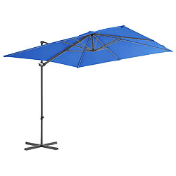 vidaXL Parasol de jardin en porte-à-faux avec mât en acier bleu azuré