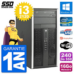 PC Tour HP Compaq Pro 6300 CMT Intel i3-2120 RAM 16Go SSD 240Go Windows 10 Wifi - Occasion