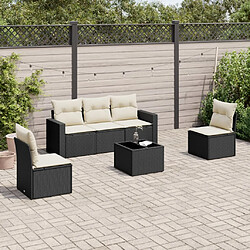 vidaXL Salon de jardin 6 pcs avec coussins noir résine tressée