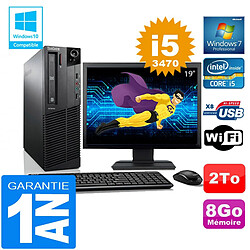 PC Lenovo M92p SFF Core I5-3470 Ram 8Go Disque 2 To Wifi W7 Ecran 19" · Occasion 