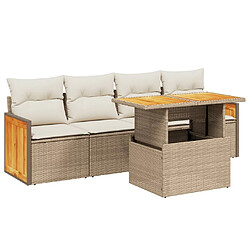 vidaXL Salon de jardin avec coussins 5 pcs beige résine tressée