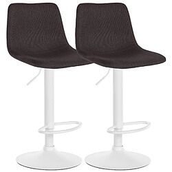 Non Lot de 2 tabourets de bar Divo tissu blanc