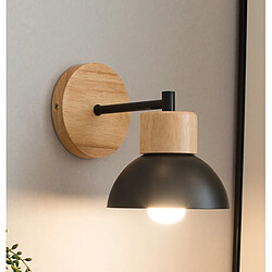 Stoex Applique Murale Nordique Moderne Lampe Murale Bois Métal Applique Murale D'Intérieur Minimaliste, Noir E27 Pour Chambre À Coucher, Café, Bureau