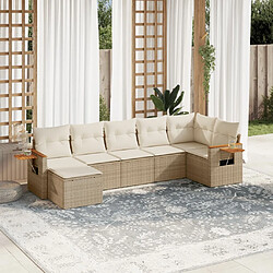 vidaXL Salon de jardin avec coussins 7 pcs beige résine tressée 