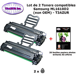 Pack 2 Toner générique ML1610D2 pour imprimante Samsung ML 1610 1610D2 1615 1620 1625 2010 2010D3 2010R+10f A6 brillantes-T3AZUR