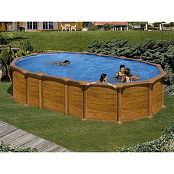 Piscine acier aspect bois Amazonia ovale 6,34 x 3,99 x 1,32 m - Gré