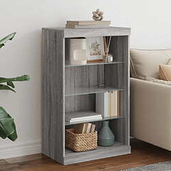 Maison Chic Commode Buffet - Meuble de rangement avec lumières LED sonoma gris 60,5x37x100 cm -GKD80681