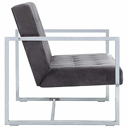 Acheter Maison Chic Canapé 2 places avec accoudoirs | Sofa de Salon | Canapé droit Gris foncé Chrome et velours -GKD262135