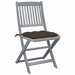 Maison Chic Lot de 2 Chaises pliables d'extérieur avec coussins | Chaises de jardin | Fauteuil Relax Bois d'acacia -GKD29483