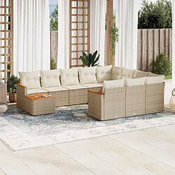 Maison Chic Salon de jardin 11 pcs avec coussins, Ensemble Tables et chaises d'extérieur beige résine tressée -GKD687993