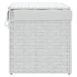 Acheter vidaXL Panier à linge avec couvercle blanc 55,5x35x34cm résine tressée