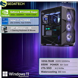 Sedatech Pack PC Gamer Pro • Intel i7-14700KF • RTX4080 Super • 32Go DDR5 • 2To SSD M.2 • Windows 11 • Moniteur 28''