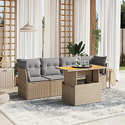 vidaXL Salon de jardin avec coussins 5 pcs beige résine tressée