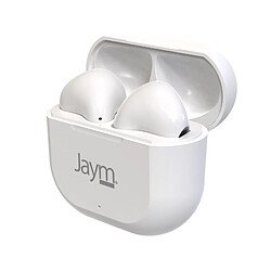 Jaym Écouteurs Sans Fil True Wireless TS-123B 5.0 avec Micro et Commandes Tactiles Blanc