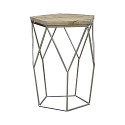 Table d'Appoint Parümm Gype 50x50x59 cm en Bois d'Orme Recyclé et Acier 