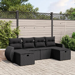 vidaXL Salon de jardin 6 pcs avec coussins noir résine tressée