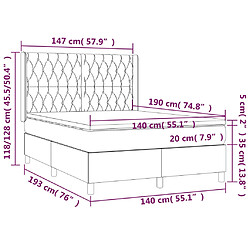 Acheter vidaXL Sommier à lattes de lit matelas et LED Bleu 140x190 cm Tissu