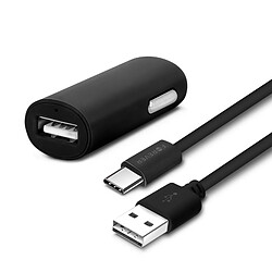 Chargeur Allume-cigare 2A et Câble USB Type C 1.2m Charge Rapide Forever Noir